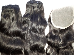 El conjunto de tejido de cabello virgen camboyano Remy Natural incluye cierre de paquetes de 20-30 pulgadas de cabello humano de grado de longitud estirada crudo - Product Image 5