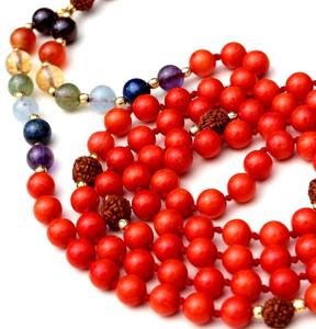 ปะการังมาลาประคำ7สร้อยคอหินมงคลสำหรับเล่นโยคะ,สร้อยคอหินอัญมณีแบบฉบับเพื่อการฝึกโยคะทางจิตวิญญาณ - Product Image 1