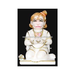 รูปปั้นพระฮานูมาณ ทำจากหินอ่อนมาครานาสีขาว - Product Image 1