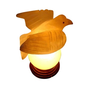 Horus Shape Organic Material <b>Lamp</b> with Wooden Base Carved <b>Love</b> Theme Pink & Multi Color-Sian Enterprises - Product Image 2