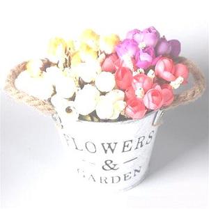 Cubo de flores decorativo para el hogar, Cubo de METAL de la mejor calidad, COLOR gris, para Navidad - Product Image 2