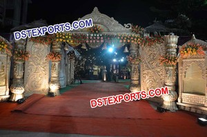 Hermosa Puerta de bienvenida de boda con estatua de elefante Puerta de bienvenida de boda real Puerta de entrada de boda india blanca - Product Image 6