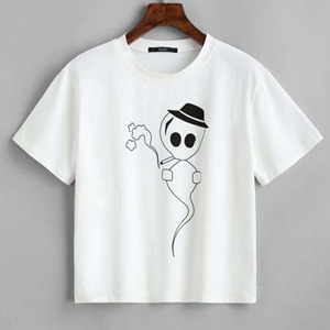 T-shirt à manches courtes pour femme, vêtement en coton respirant, personnalisé, vente en gros, BD - Product Image 3