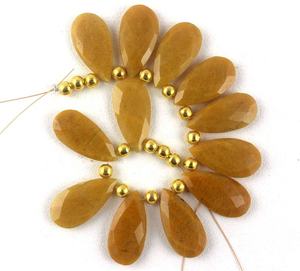 ลูกปัดบริโอเลตต์ทรงลูกแพร์อะเวนจูรีนสีเหลืองธรรมชาติแท้ - Product Image 1