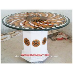 Pidea — haut de Table piectra meilleure qualité, couleur noire, forme ronde en marbre, incrustation de Table pour la salle à manger - Product Image 1