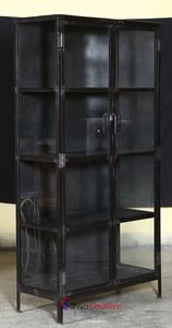 Vente en gros en vrac de meubles de chambre à coucher industriels vintage durables 2 portes en fer métal Almirah avec verre pour la maison hôtel école Style design antique - Product Image 2