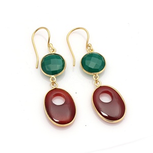 Onyx Gemstone Statement <b>Earrings</b> Classic Gold Plated <b>Hook</b> Design Wholesale Price from Trusted Jewelry Supplier - Product Image 1