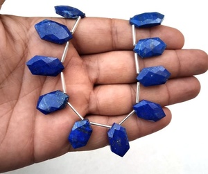 Magnifique 1 brin Lapis Lazuli naturel de qualité supérieure pierre précieuse à facettes forme hexagonale perles de Briolette vente en gros - Product Image 6