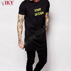 Custom Logo Fashion <b>Men</b> Hip Hop Longline T-Shirts Side Zip <b>Tshirt</b> Male Big and Tall <b>Long</b> T Shirt White Black Clothes Streetwear - Product Image 2