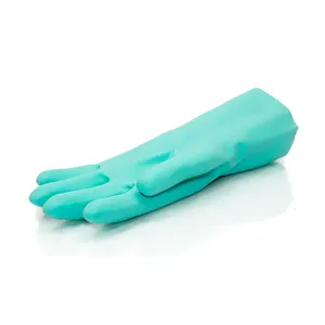 Flocklined CE UKCA tested green safety gloves  high chemical   oil resistant nitrile gloves   work gloves for industry use