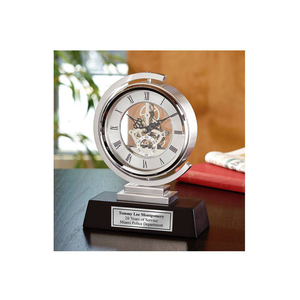 Engrenagem Relógio De Mesa De Prata de Metal Que Gira 360 Graus <span class=keywords><strong>Da</strong></span> <span class=keywords><strong>Vinci</strong></span> com Gravura Em Placa de Prata