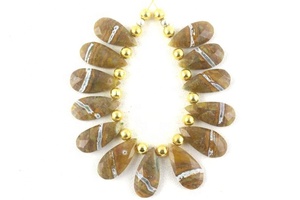 Image naturelle jaspe pierre précieuse à facettes en forme de poire perles de Briolette fabrication de collier DIY bébé pendentif vente en gros - Product Image 3