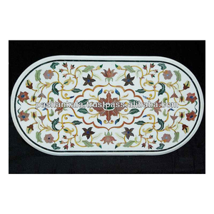 Plateau de table basse en marbre de forme ovale Articles exclusifs - Product Image 1