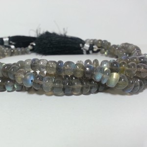 6มิลลิเมตรลาบราดอไรต์ธรรมชาติเรียบ Rondelle พลอยลูกปัดสาระสำหรับการทำเครื่องประดับในราคาขายส่งกึ่งมีค่าสีเทาสีดำ AAA - Product Image 1