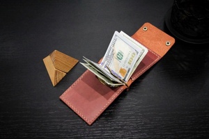 Cowhide Leather <b>Money</b> <b>Clip</b>, Credit Cart Wallet, Personalize Leather Wallet, DPL-0007 - Product Image 5