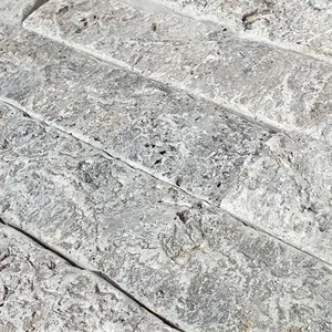 New Fashion cut to size Turkish Silver Travertine Split Face Mosaic Tile for your projects and home decoration CEM-SF-06-08