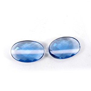 Topaze bleu de Londres naturelle, pierre précieuse hydro, qualité AA, 24x16 mm, ovale, taille checker, sertie pour bijoux - Product Image 2