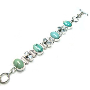 Pulsera de plata de ley 925 turquesa tibetana - Product Image 5