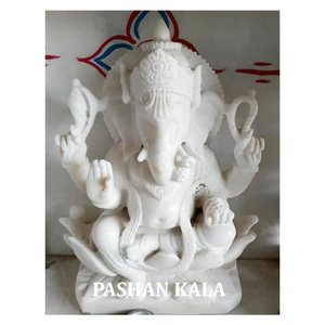 Statue en marbre blanc pur, Sculpture Ganesha - Product Image 1