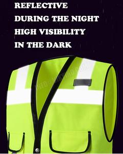Chaleco de seguridad reflectante de alta visibilidad para hombre, Logo y etiqueta personalizados, con múltiples bolsillos - Product Image 5