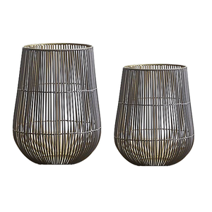 Bougeoir décoratif en fil métallique en maille de fer, ensemble de 2 lampes de lanterne - Product Image 6