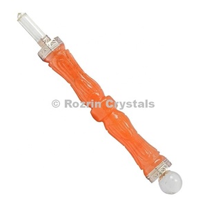 Peach Aventurine Carved Feng Shui <b>Love</b> Healing <b>Wands</b> 5-7 Inches Art Collectible - Product Image 1