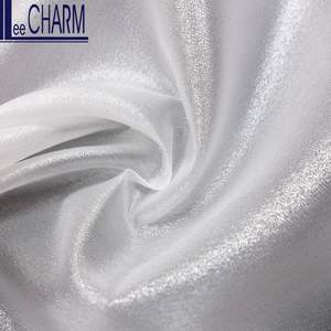 Tissu en organza tissé brillant à paillettes 100% polyester LCSH047 Taiwan, largeur 57/58 pouces, poids 75g/y pour robes de mariée et vêtements - Product Image 1