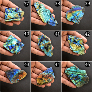 Dalle de pierre de labradorite naturelle |   Tranche de pierre précieuse brute, spécimen minéral cristallin, pierre décorative pour collection, décoration intérieure et cadeau. - Product Image 6