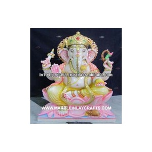 Marble Lotus Ganesha Ji Statue - Product Image 1