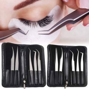 2025 Factory Direct ODM OEM Juego profesional de 5 pinzas de extensión de pestañas de acero inoxidable Puntos curvos rectos Juego completo - Product Image 4