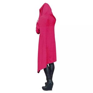 Robe à capuche pour femme imprimée hiver automne 100% coton tissu éponge Mode Couleur unie à capuche Slim Manches longues Collection - Product Image 5