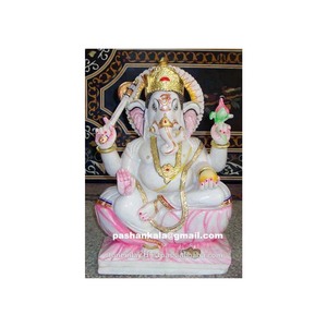 Estatua de mármol blanco para adoración y decoración del hogar, estatua colorida hecha a mano de la mejor calidad, pulido, Dios indio - Product Image 1
