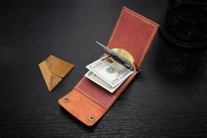 คลิปเงินหนังวัวกระเป๋าใส่เงินบัตรเครดิตกระเป๋าสตางค์หนังแท้ DPL-0007 - Product Image 2