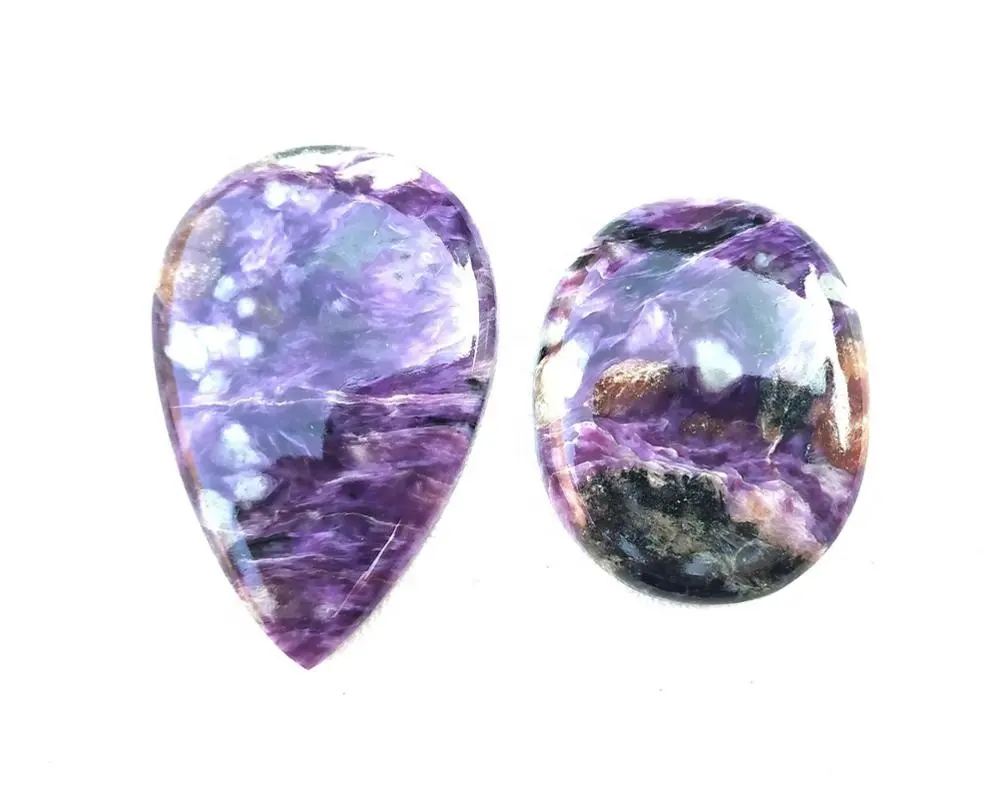 Natural Charoite Loose Gemstone Pear and Oval Shape Making Wire Wrapped Jewelry Smooth Cabochons Wholesale