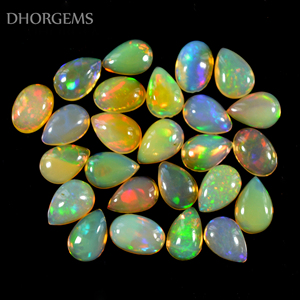 Opale éthiopienne naturelle cabochon cristal pierre gemme opale éthiopienne feu cabochon pierres précieuses en vrac dos plat pierre précieuse - Product Image 1
