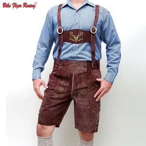 Fabricant de pantalons en cuir pleine longueur traditionnel allemand Lederhosen Hommes Bayern Munech cuir véritable bavarois