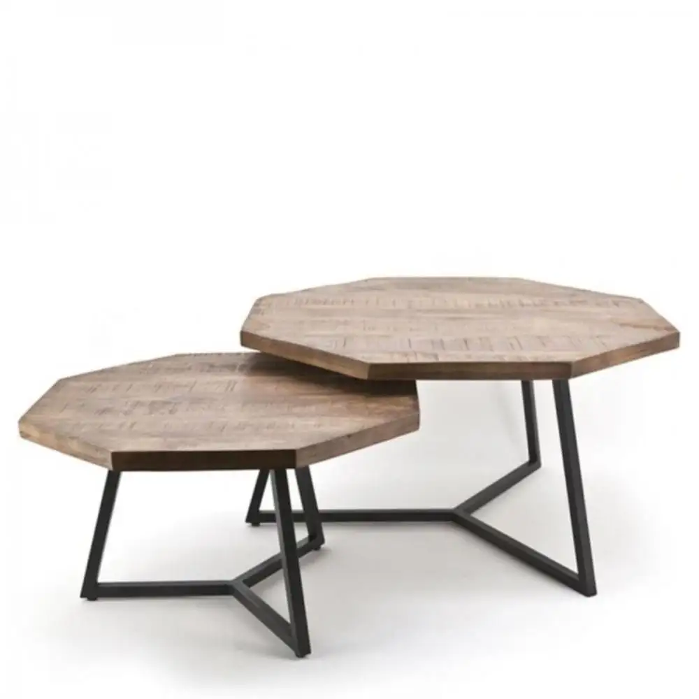 Table basse en bois hexagonale de luxe moderne vintage antique pour salon royal