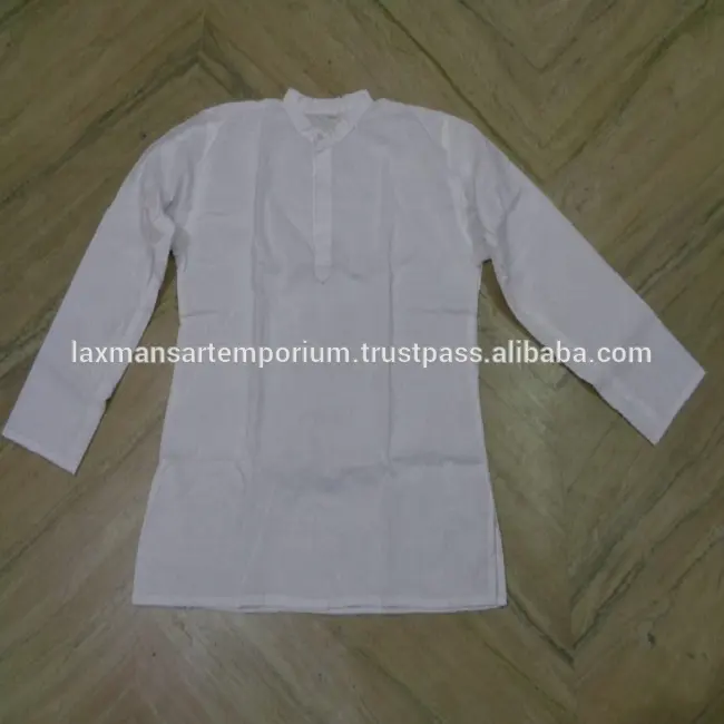 plain white kurta for man