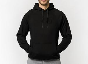 Sweat à capuche décontracté en polaire noire pour hommes, respirant, doux, doublé de tissu, coupe relax, essentiel pour le printemps, qualité, teint en couleur unie - Product Image 2