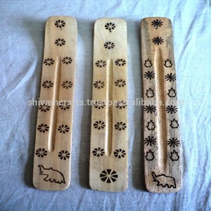 เครื่องเผาเครื่องหอมดีไซน์แบบผสมที่แกะสลักจากไม้มะม่วงเผาธูปจากอินเดีย - Product Image 1