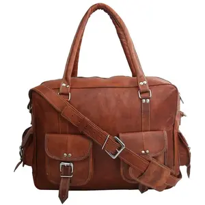 Vintage Goat Pure Leather Multipurpose Crossbody 16 Inch Luggage Travel Bag