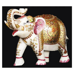 รูปปั้นช้างตกแต่งท้ายรถหินอ่อนทาสีทอง - Product Image 1