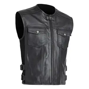 Look classico e feel, i gilet in pelle Concord gilet da uomo su misura per motociclista da donna