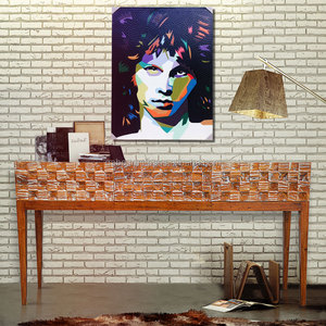 Mesa de consola de muebles, estilo Art Deco, madera de teca, Color blanco - Product Image 2