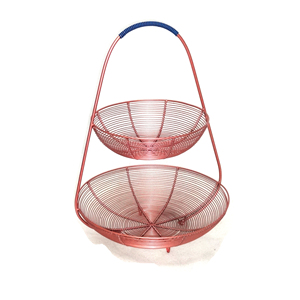 <b>Small</b> Three-Tier Eco-Friendly Iron Wire Fruit Storage <b>Basket</b> Colorful Round Mesh with Woven Pattern for Home Kitchen Storage - Product Image 3