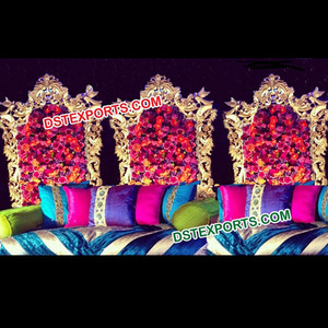 Cadres de décoration de mariage indiens, panneaux de Photo dorés, en Fiber Jhrokha - Product Image 1