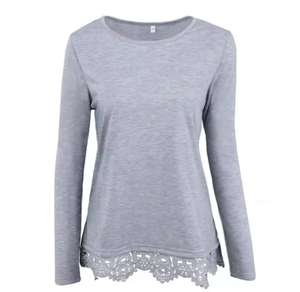 T-shirt manches longues pour femmes, surdimensionné, collection, 100% coton, design uni, personnalisé, collection - Product Image 1