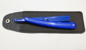 Maquinilla de afeitar de barbero de borde recto azul al por mayor con mango de plástico hoja única de acero inoxidable para afeitado facial y corporal - Product Image 3