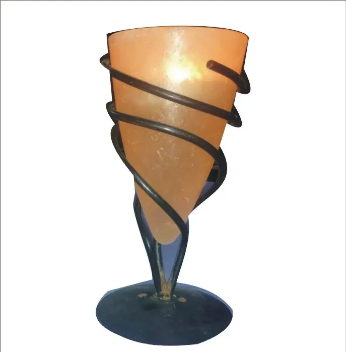 Rectangle Shape Fire Bowl Cage With Loose Salt Chunks Himalayan Salt Lamp with Base Himalayan Wrought Iron Salt Candle Holder