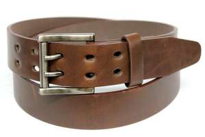 Mens 2 Double Holes Dress Casual Genuine Leather <b>Belts</b> 2-Prong Roller Removable <b>Belt</b> for Men - Product Image 2